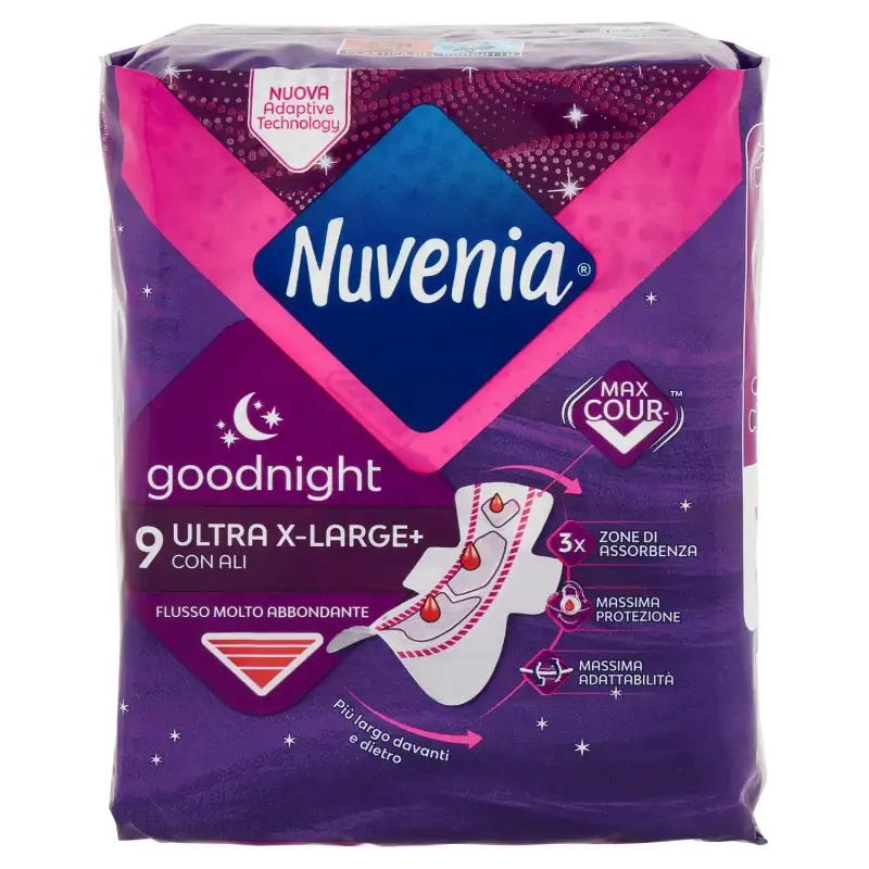 Nuvenia Extra Large Ultra Night Igiene cu Aripi 9buc Bax 12 buc.